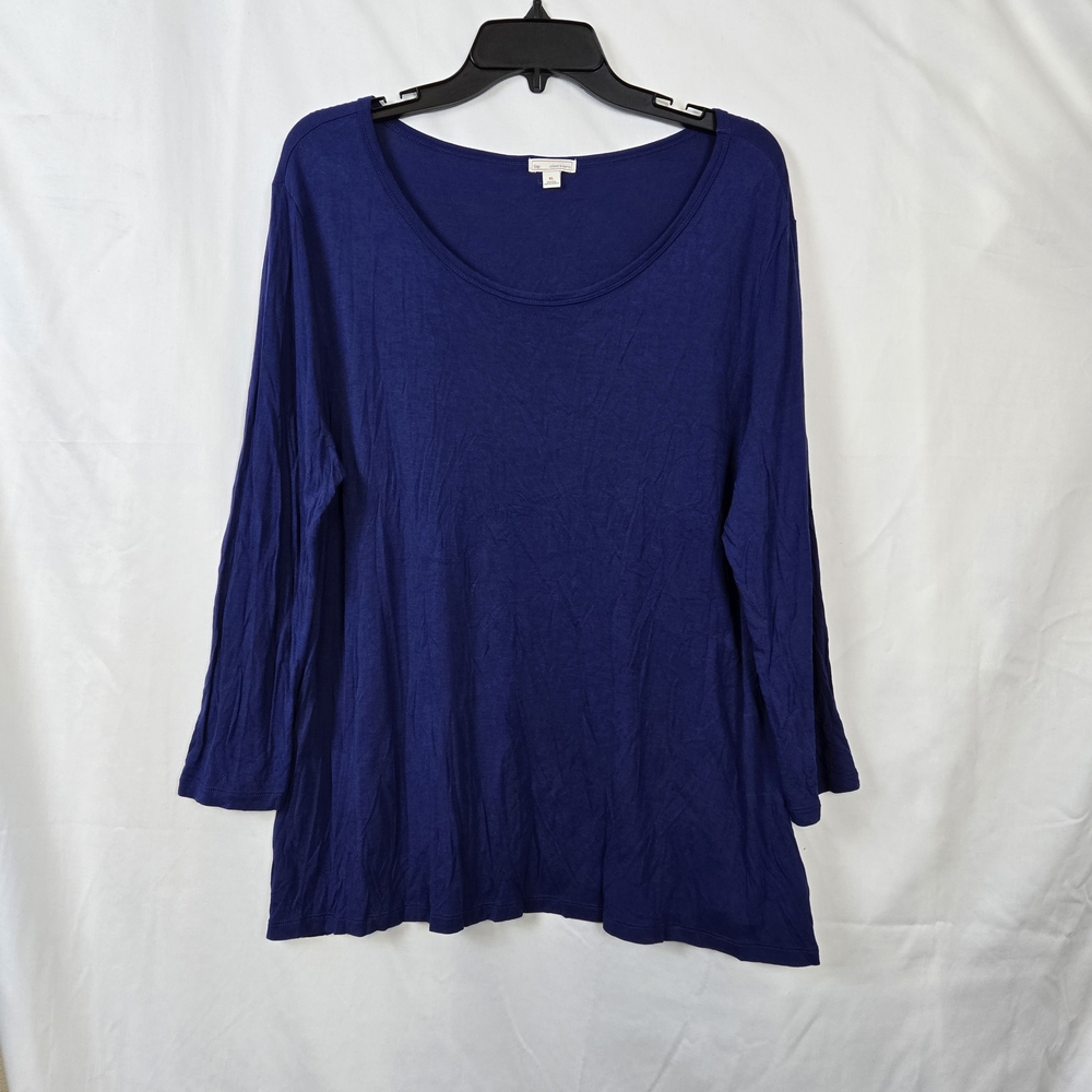 Gap Women's Royal Blue Scoop Neck Long Sleeve Luxe‎ Casual Tunic Top Sz XL Boho